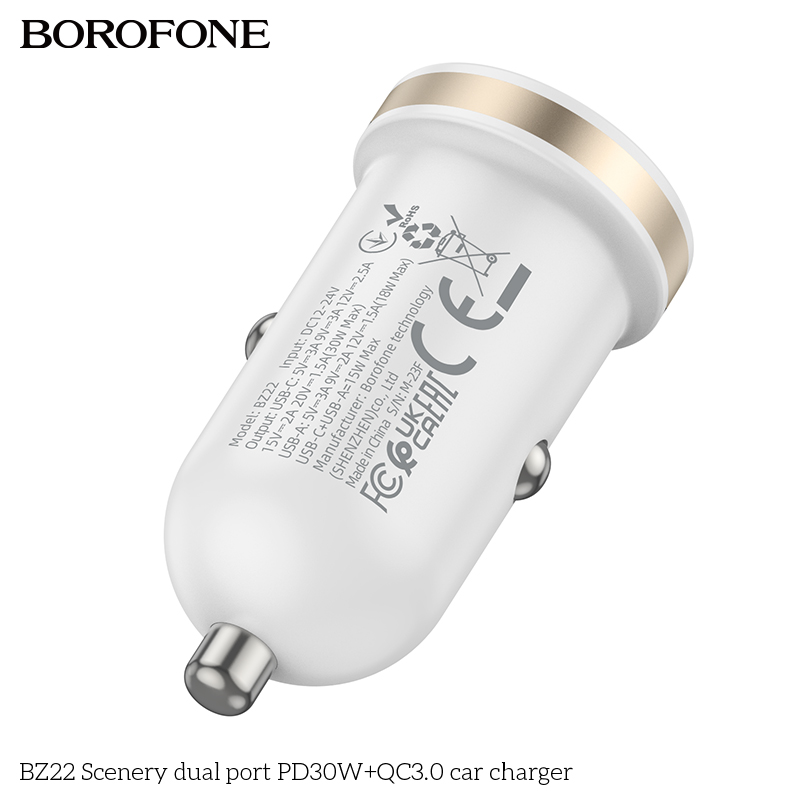 BOROFONE BZ22 Scenery dual-port car charger PD 30 W NZ 5